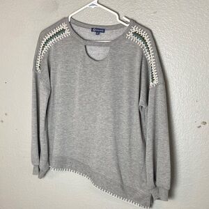 Democracy Gray Textured asymmetrical Sweatshirt Size Medium